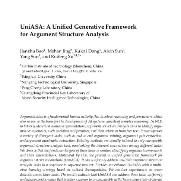 UniASA: A Unified Generative Framework for Argument Structure Analysis ...