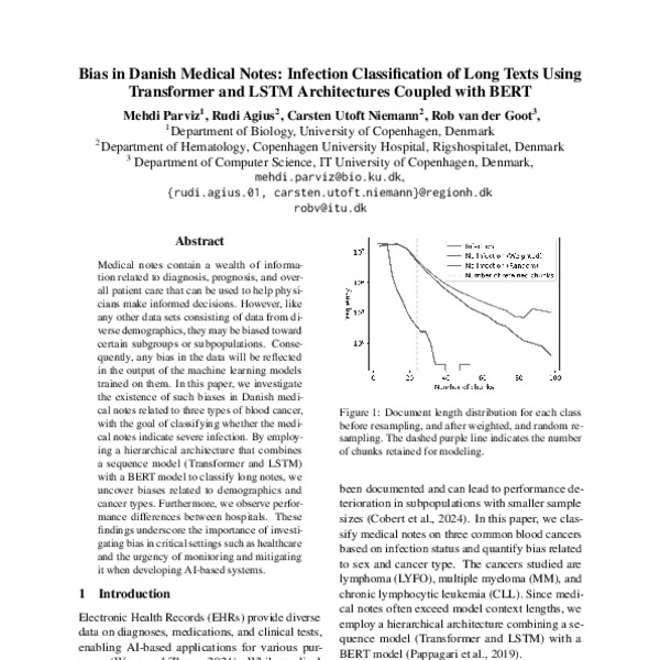 Bias in Danish Medical Notes: Infection Classification of Long Texts ...