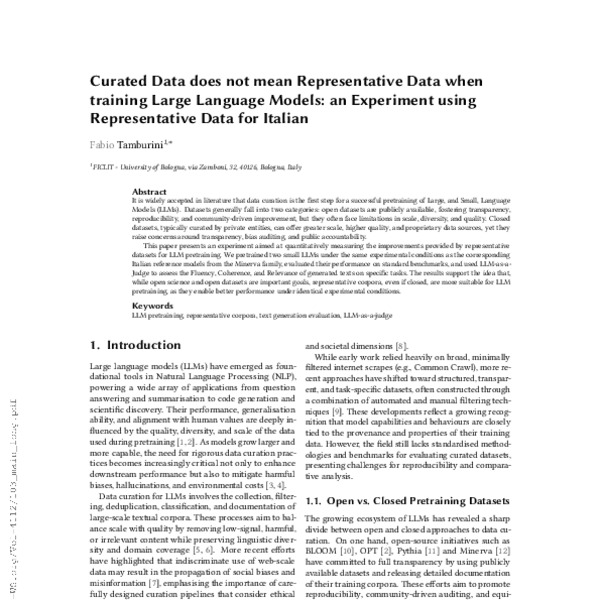 Curated Data Does Not Mean Representative Data When Training Large ...