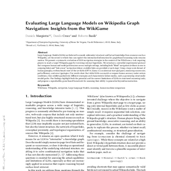 Evaluating Large Language Models on Wikipedia Graph Navigation ...
