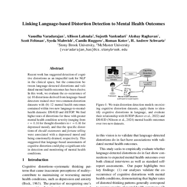 Linking Language-based Distortion Detection to Mental Health Outcomes ...