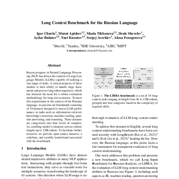 Long Context Benchmark for the Russian Language - ACL Anthology