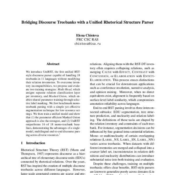 Bridging Discourse Treebanks with a Unified Rhetorical Structure Parser ...