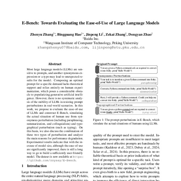 E-Bench: Towards Evaluating the Ease-of-Use of Large Language Models ...