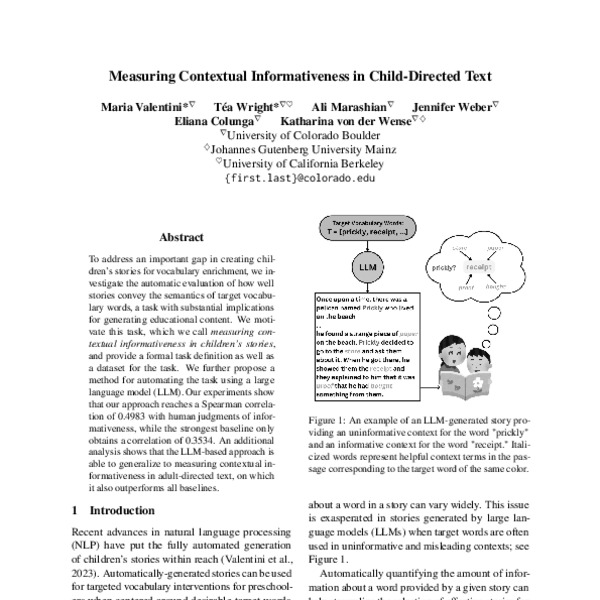Measuring Contextual Informativeness in Child-Directed Text - ACL Anthology