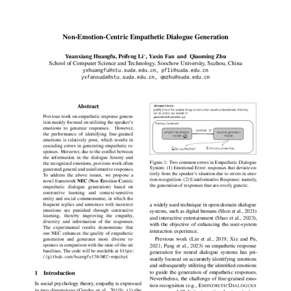 Non-Emotion-Centric Empathetic Dialogue Generation - ACL Anthology