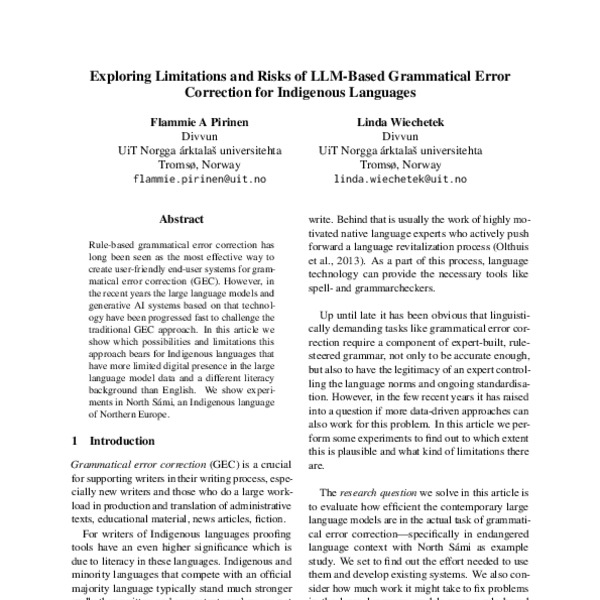 Exploring Limitations and Risks of LLM-Based Grammatical Error ...