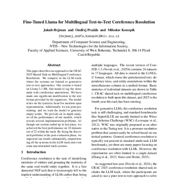Fine-Tuned Llama for Multilingual Text-to-Text Coreference Resolution ...