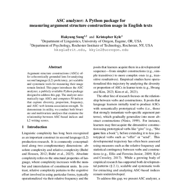 ASC analyzer: A Python package for measuring argument structure ...