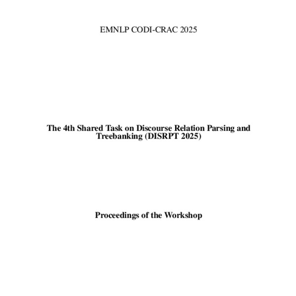 Proceedings of the 4th Shared Task on Discourse Relation Parsing and ...