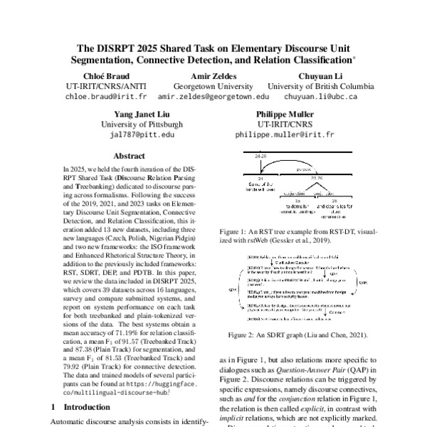 The DISRPT 2025 Shared Task on Elementary Discourse Unit Segmentation ...
