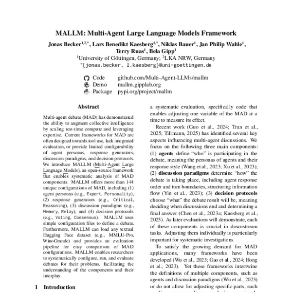MALLM: Multi-Agent Large Language Models Framework - ACL Anthology