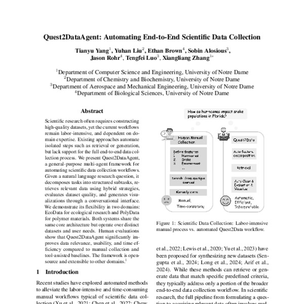 Quest2DataAgent: Automating End to End Scientific Data Collection ACL