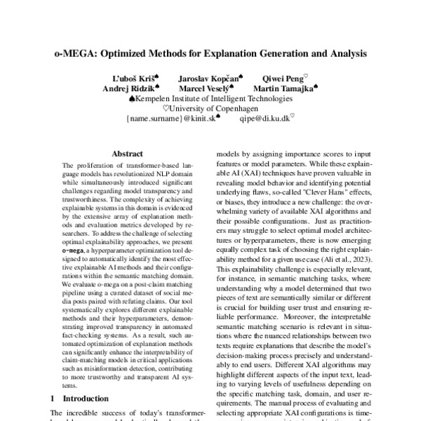 o-MEGA: Optimized Methods for Explanation Generation and Analysis - ACL ...