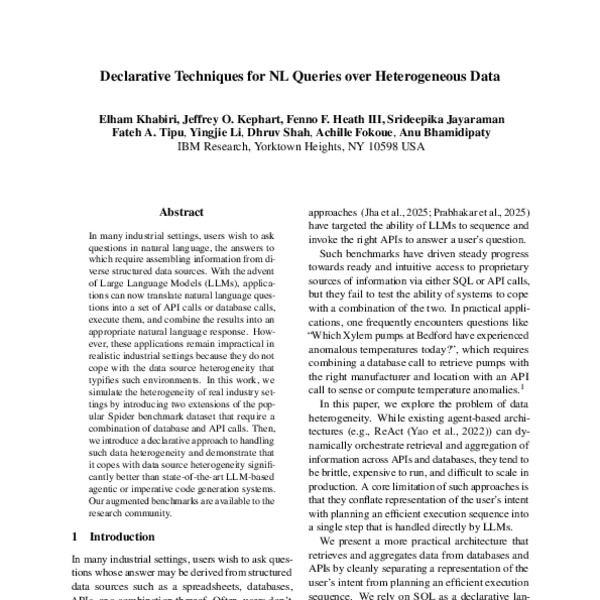 Declarative Techniques for NL Queries over Heterogeneous Data - ACL ...