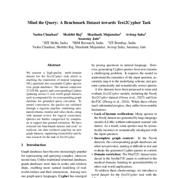 Mind the Query: A Benchmark Dataset towards Text2Cypher Task - ACL ...