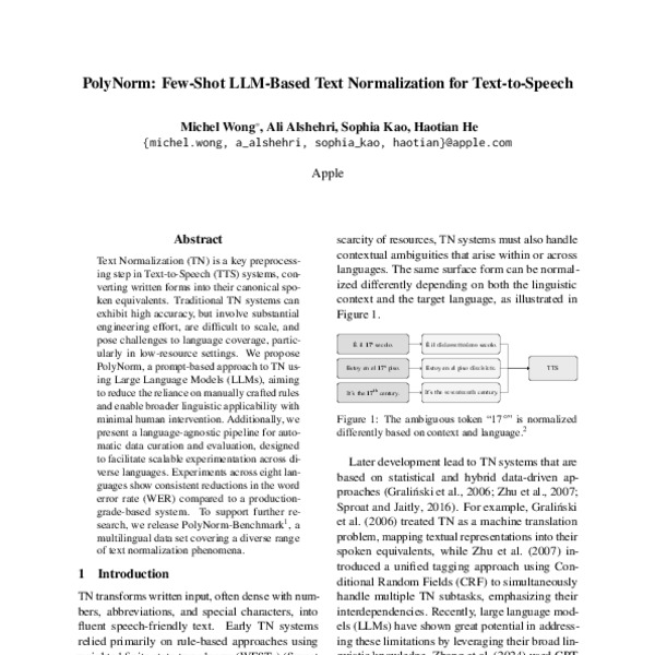 PolyNorm: Few-Shot LLM-Based Text Normalization for Text-to-Speech ...