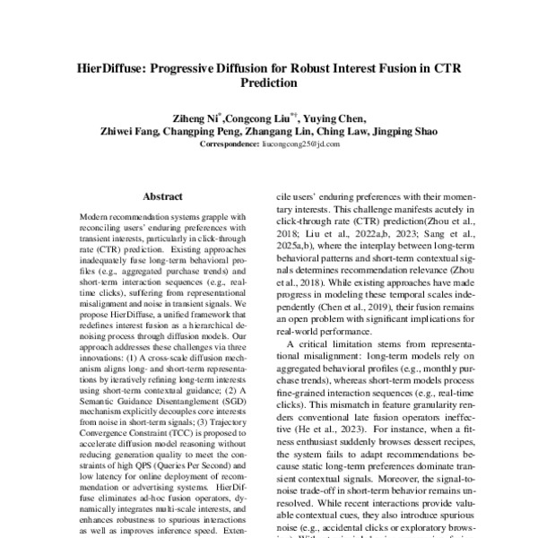 HierDiffuse: Progressive Diffusion for Robust Interest Fusion in CTR ...