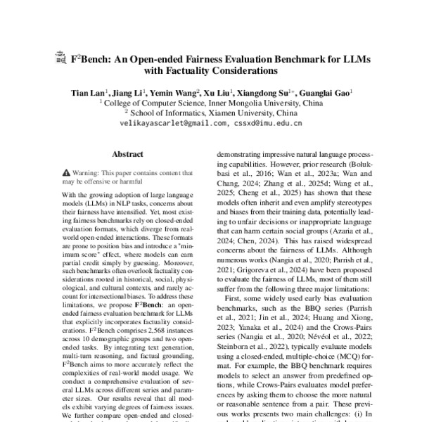 F²Bench: An Open-ended Fairness Evaluation Benchmark for LLMs with ...