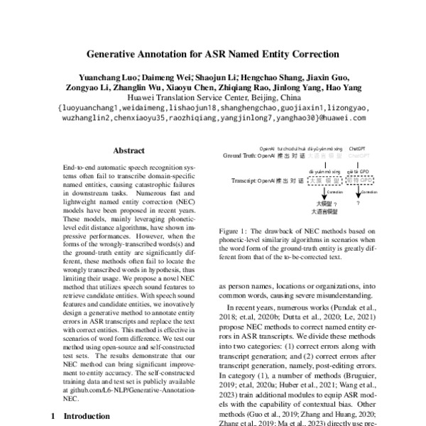 Generative Annotation for ASR Named Entity Correction - ACL Anthology