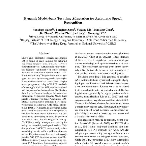 Dynamic Model-Bank Test-Time Adaptation for Automatic Speech ...
