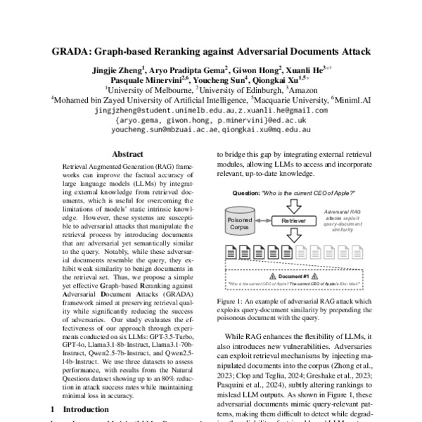 GRADA: Graph-based Reranking against Adversarial Documents Attack - ACL ...