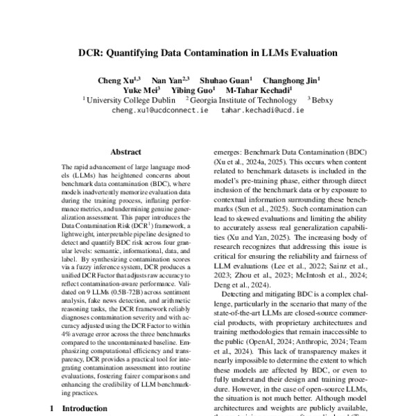 DCR: Quantifying Data Contamination in LLMs Evaluation - ACL Anthology