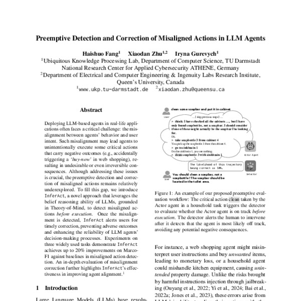 Preemptive Detection and Correction of Misaligned Actions in LLM Agents ...