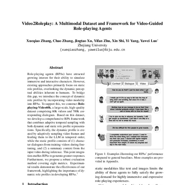 Video2Roleplay: A Multimodal Dataset and Framework for Video-Guided ...