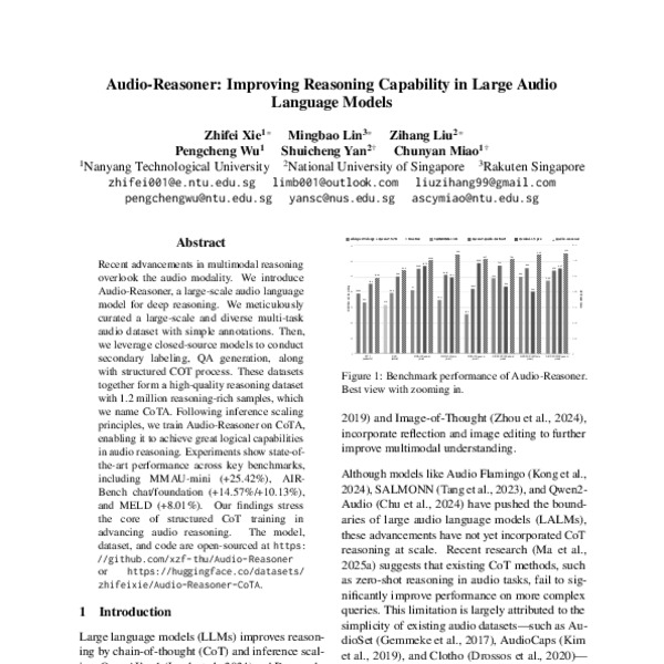 Audio-Reasoner: Improving Reasoning Capability in Large Audio Language ...