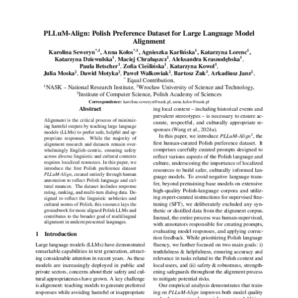 PLLuM-Align: Polish Preference Dataset for Large Language Model ...