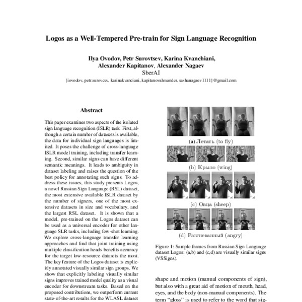 Logos as a Well-Tempered Pre-train for Sign Language Recognition - ACL ...
