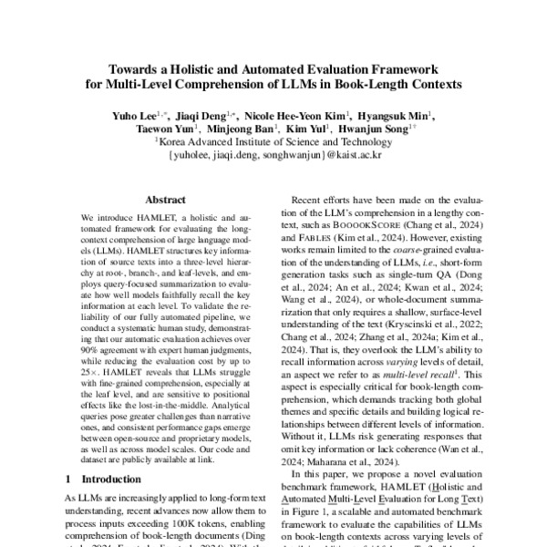 Towards a Holistic and Automated Evaluation Framework for Multi-Level ...