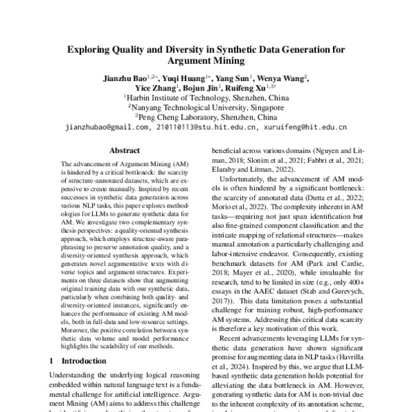 Exploring Quality and Diversity in Synthetic Data Generation for ...