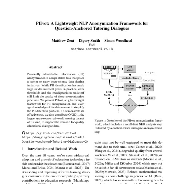 PIIvot: A Lightweight NLP Anonymization Framework for Question-Anchored ...