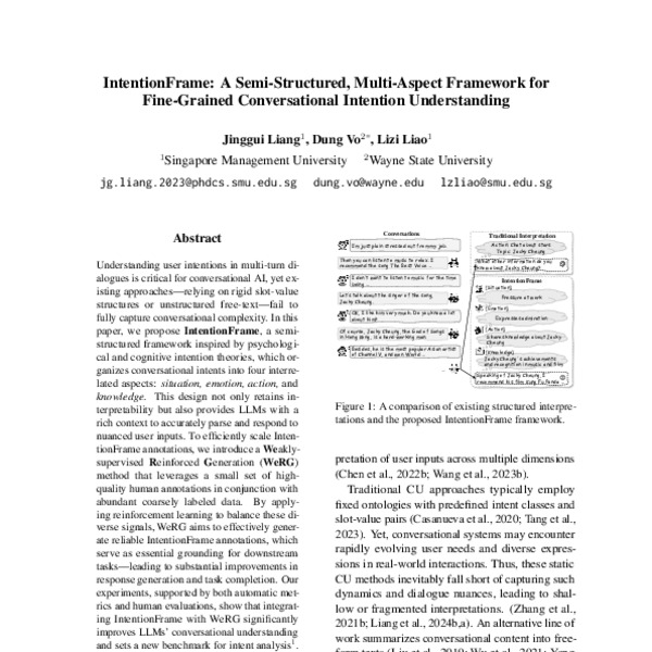 IntentionFrame: A Semi-Structured, Multi-Aspect Framework for Fine ...