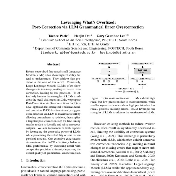 Leveraging What’s Overfixed: Post-Correction via LLM Grammatical Error ...