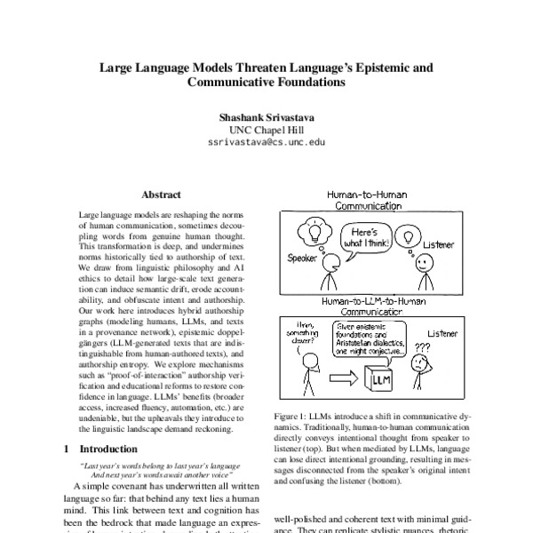 Large Language Models Threaten Language’s Epistemic and Communicative ...