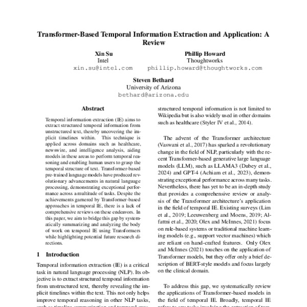 Transformer-Based Temporal Information Extraction and Application: A ...