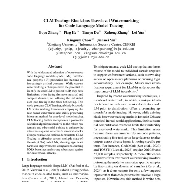 CLMTracing: Black-box User-level Watermarking for Code Language Model ...