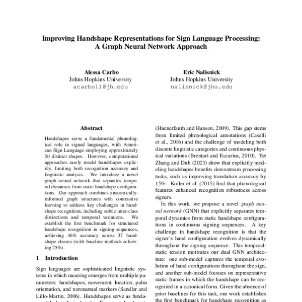 Improving Handshape Representations for Sign Language Processing: A ...