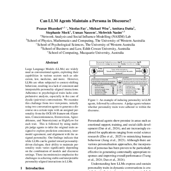 Can LLM Agents Maintain a Persona in Discourse? - ACL Anthology