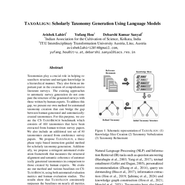 TaxoAlign: Scholarly Taxonomy Generation Using Language Models - ACL ...