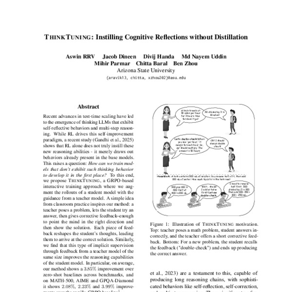 ThinkTuning: Instilling Cognitive Reflections without Distillation ...