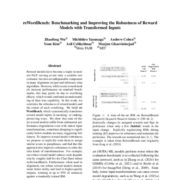 reWordBench: Benchmarking and Improving the Robustness of Reward Models ...