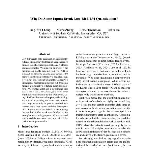 Why Do Some Inputs Break Low-Bit LLM Quantization? - ACL Anthology