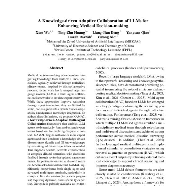 A Knowledge-driven Adaptive Collaboration of LLMs for Enhancing Medical ...