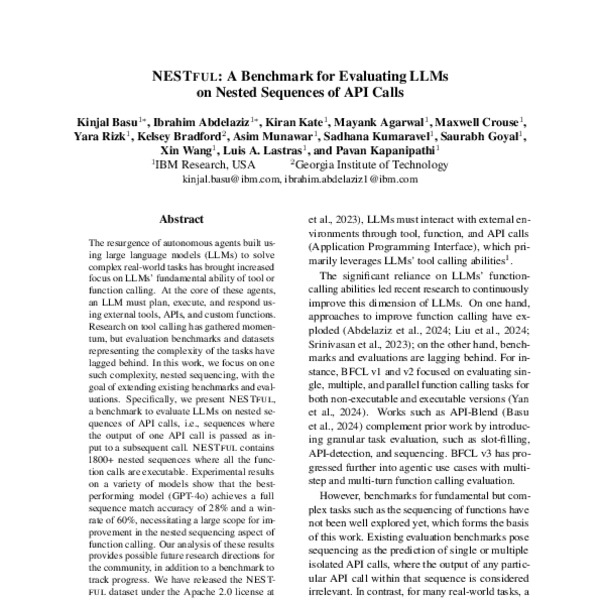 NESTFUL: A Benchmark for Evaluating LLMs on Nested Sequences of API ...