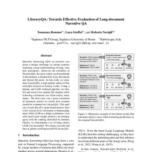 LiteraryQA: Towards Effective Evaluation of Long-document Narrative QA ...