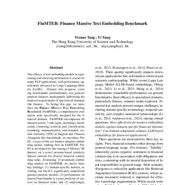 FinMTEB: Finance Massive Text Embedding Benchmark - ACL Anthology